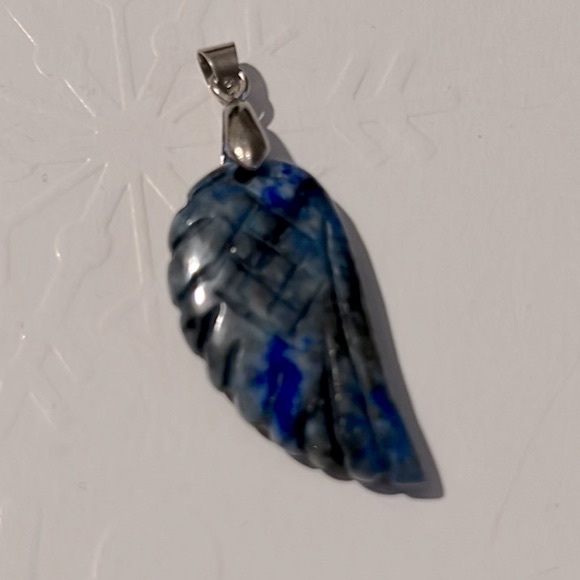 Natural Stone Lapis Lazuli Wing Shape Gemstone Pendant - Picture 2 of 6